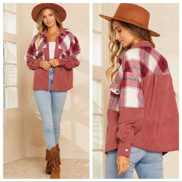 #11 Boho Fabulous Trendy Plaid Pattern Corduroy Shirt Jacket - Picture 6 of 6